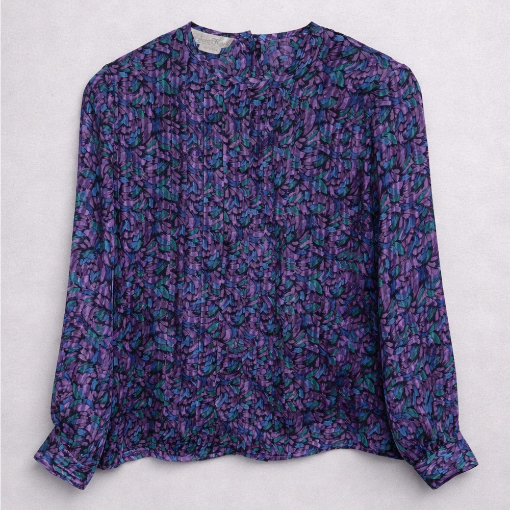 💜💙 Vintage Anna Kriste Purple Teal Blouse | Size 6